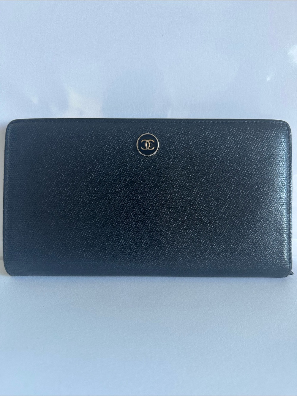 CHANEL Vintage 9-Series Black Caviar Leather CC Long Bifold Wallet